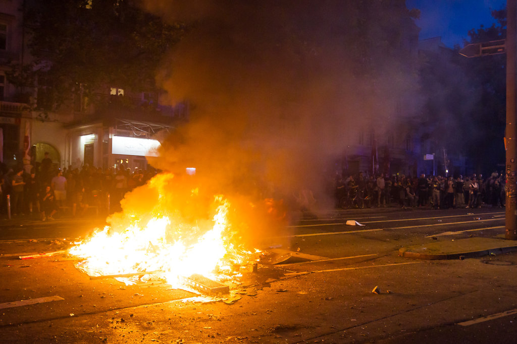Burning barricade at G20 Riots